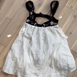 For Love And Lemons Black and White Mini Dress with Purple Floral Details